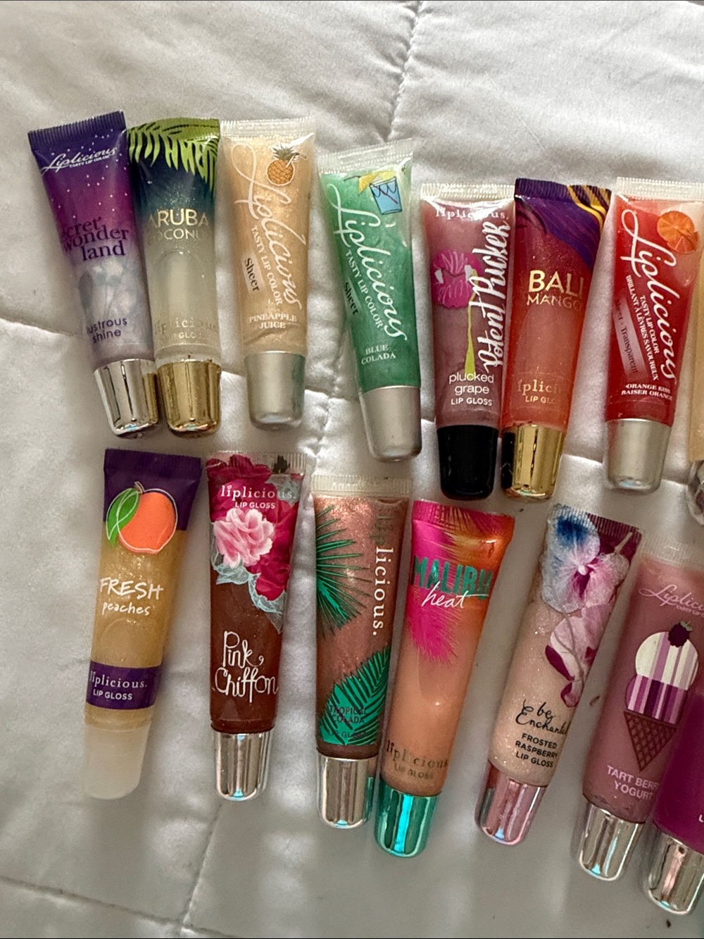 (31) pc Bath & Body Works Lip Gloss Collection — Peach, Pink, Green, Purple, Red
